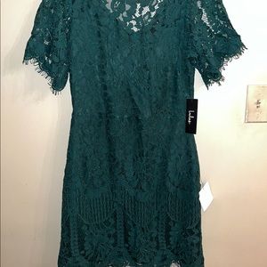 NWT Lulus Emerald Flirty Lace Dress - Women’s Medium - Brand New